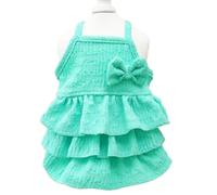 MQQYLBHDS Green Dog Dresses for Small Dogs Girl Spring Puppy Clothes with Bow Tiered Layered Cake Dress for Cats Sleeveless Summer Pet Outfit (Green, Medium)