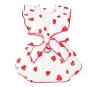 MQQYLBHDS White Dog Dress for Small Dog Girl Spring Puppy Clothes with Bow Strawberry Cat Outfit Doggy Princess Skirt with Leash Ring Summer Pet Apparel (White, Small)