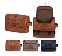 MQR Personalised Toiletry Bag for Men, Custom-Engraved Travel Dopp Kit | Customised with Name & Initials & Monogram, Gift for Groomsmen, Best Man, Father's Day, Wedding, Birthday, Husband, Grandpa