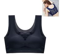 MQSHUHENMY Coolishbra - Ultra-Thin Ice Silk Seamless Bra, Ultra Thin Ice Silk Bra, Breathy Wings Plus Size Ice Silk Comfort Bra (Black,L)