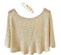 MQSHUHENMY Knitted Sun-Proof Ice Silk Shawl, Knitted Sun-Proof Shawl, Summer Hollow-Out Knit Shawl Wraps, Silk Shawl, Women's Lace Appliques Shawls Dress Cape Shoulder (Beige)