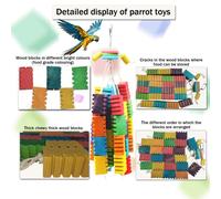 MQUPIN Large Parrot Toy, Bird Upgraded Chewing Blocks, Hanging Multicolored Wooden Blocks for Large Amazon Parrot, African Grey