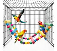 MQUPIN Parrot Toys, Natural Bird Chewing Toy, Multi-Colored Wooden Blocks Suits Macaws, African Grey, Cockatoos, Amazon Parrots