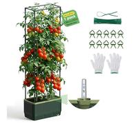 MQUPIN Raised Garden Bed Planter Box, Self Watering Tomato Planter with Water Level Indicator, Garden Tomato Cage for Indoor & Outdoor Climbing Vegetables, Plants & Flowers (1)