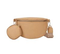 Mqutry Crossbody Waist Pack Korean Style Waist Bag for Girl Women PU Leather Fanny Pack Purse Large Phone Pouch Traveling Bag, Khaki, Large