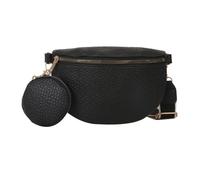Mqutry Crossbody Waist Pack Korean Style Waist Bag for Girl Women PU Leather Fanny Pack Purse Large Phone Pouch Traveling Bag, Black, Large