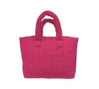 Mqutry Fashion Large Tote Padded Handbags Designer Quilted Women Shoulder Bags Luxury Nylon Down Cotton Crossbody Bag Winter, Hot Pink, Large