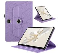 MQVQAUBST 360 Rotation Stand Tablet Cover Suitable For Huawei Honor Pad 9 12.1inch HEY2-W09 W19 2024 Tree Embossed Protective Case(Purple)