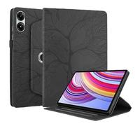 MQVQAUBST 360 Rotation Tablet Case Suitable For Huawei Honor Pad X9 Pro X9A 11.5“ ELN2-W09 W29 2025 3D Tree Embossed PU Leather Cover(Black,For Honor Pad X9A)