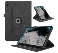 MQVQAUBST Tablet Case Suitable For Nokia T20 T21 10.4inch 2021 2022 3D Tree Embossed 360 Degree Rotating Flip Stand Cover(Black,For Nokia T21)