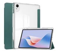 MQVQAUBST Tri-fold PU Leather Tablet Case Suitable For Huawei Matepad 11.5 S TGR-W09 W10 2024 Acrylic Back Hard Cover With Pen Holder(Sky blue)