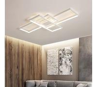 MQW LED Ceiling Light Contemporary Ceiling Lamp Living Room Atmospheric Rectangular Ceiling Spotlights Aluminum Acrylic Bedroom Lamp Spotlight Continuous Dimming with Remote Control,White,L140cm