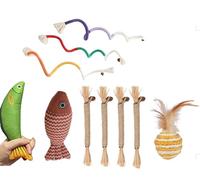 MQWDGJ 10-in-1 Cat Toys Set, Random Colour Catnip Fish, Silvervine Sticks, Sisal Ball & Teaser Ropes for Kittens & Adult Cats | Natural Interactive Chew Toys for Dental Care & Stress Relief