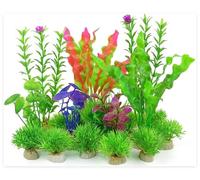MQWDGJ 30 PCS TPC Artificial Aquarium Plants, Food-Grade Soft Fish Tank Decorations with Ceramic Base, Lifelike Water Plants for Freshwater & Saltwater Tanks, Ideal for Home & Office