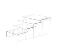 MQWDGJ Acrylic Display Risers, 4 Clear Rectangular Acrylic Display Stands for Figures, Buffets, Cupcakes & Jewelry