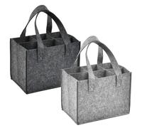 MQWDGJ Felt Bottle Carry, 2 Pcs Wine Bottle Bag 6 Compartment, Beer Tote Bag Felt Wine Bottle Carrier Holder Bag for Storing Carrying Beer Champagne Drinks(Grey)