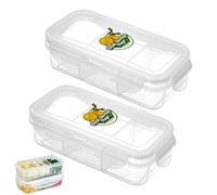 MQWDGJ Kids Snack Box, 2 Pcs Divided Snack Container, 420ml Food Storage for Kids and Adults School Lunch Boxes Leak Proof Divided Bento Lunch Box Reusable with 3 Compartments for Travel School Work