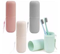 MQWDGJ Toothbrush Travel Case, 4 Pcs Travel Toothbrush Holder, Portable Toothbrush Case Waterproof Toothbrush Box with Hanging Rope for Travel Camping Business Trip Holiday