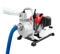 Mqwdxzfes 2-Stroke Water Pump 1 Inch 43cc, Portable Petrol Transfer Pump with 2m Hose, 10m³/H Flow 8m Suction, High Efficiency Gasoline Water Pump for Garden Farm Irrigation, Drainage