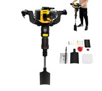 Mqwdxzfes 52cc Gas Tree Digger 1250W, Earth Auger with Shovel 6500rpm | Petrol Digging Machine with High Power 1500 Hammer Strikes/min, 15-45J Impact Energy, 1.3L Tank & Twin Handle Design