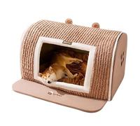 MQXDNFDC Cat Cave Bed, Keep Warm Semi-Enclosed Cat Bed House, Pet Comfort Mat with Removable Washable Cushion and Nonskid Bottom for Small Large Dogs grey,M(Brown,Medium)
