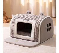 MQXDNFDC Cat Cave Bed, Keep Warm Semi-Enclosed Cat Bed House, Pet Comfort Mat with Removable Washable Cushion and Nonskid Bottom for Small Large Dogs grey,M(Grey,XX-Large)