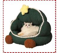MQXDNFDC Christmas Warm Cat Bed, Soft Warm Pet House Plush Detachable Pet Comfort Mat Winter Decorative, Pet Bed Cave for Cat Dog for Small Cats Dogs