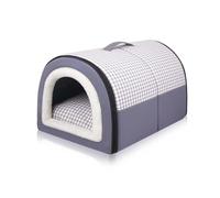 MQXDNFDC Dog Bed House, 2-in-1 Large Pet House with Calming Removable Cushion, Waterproof Non-Slip Foldable Dog Anti Anxiety Soft Warm Bed for Dogs Puppy Cats Rabbit (M:45 * 32 * 35cm,Gray)(Blue,XL:70