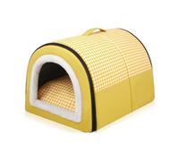 MQXDNFDC Dog Bed House, 2-in-1 Large Pet House with Calming Removable Cushion, Waterproof Non-Slip Foldable Dog Anti Anxiety Soft Warm Bed for Dogs Puppy Cats Rabbit (M:45 * 32 * 35cm,Gray)(Yellow,M:4