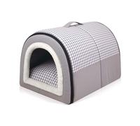 MQXDNFDC Dog Bed House, 2-in-1 Large Pet House with Calming Removable Cushion, Waterproof Non-Slip Foldable Dog Anti Anxiety Soft Warm Bed for Dogs Puppy Cats Rabbit (M:45 * 32 * 35cm,Gray)(Gray,XL:70