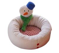 MQXDNFDC Hristmas Snowman Cat Bed, Thickening Warmth Dog Bed Small Washable, Pet Comfort Mat Soft Puppy Beds with Anti-Slip Bottom for Teddy, Corgi