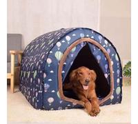 MQXDNFDC Large Pet House Dog Bed with Curtain, Orthopedic Cushion Anxiety Relief Dog Calming Kennel, Washable Waterproof Non-slip, 2-In-1 Foldable Dog Sofa Bed (M for Pet under 5kg,Pink)(Blue balloon,