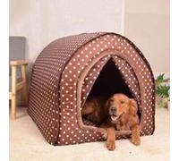 MQXDNFDC Large Pet House Dog Bed with Curtain, Orthopedic Cushion Anxiety Relief Dog Calming Kennel, Washable Waterproof Non-slip, 2-In-1 Foldable Dog Sofa Bed (M for Pet under 5kg,Pink)(Polka dot,S f