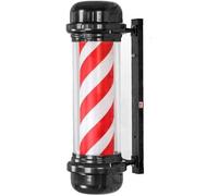 MQXDNFDC LED Barbers Pole - Retro Style Waterproof Outdoor Rotating Hair Salon Sign with Red and White Stripes - Luminated Wall Mounted Lamp