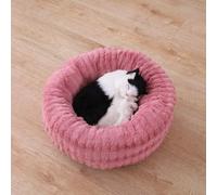 MQXDNFDC Pet Bed for Cats and Small Medium Dogs Cuddler with Soft Cushion Round or Oval Donut Nesting Cave Bed Pet Cat Bed for Cats and Small Dogs-Pink-M(50 * 50cm)