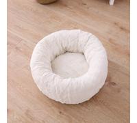 MQXDNFDC Pet Bed for Cats and Small Medium Dogs Cuddler with Soft Cushion Round or Oval Donut Nesting Cave Bed Pet Cat Bed for Cats and Small Dogs-White-L(60 * 60cm)