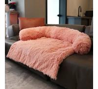 MQXDNFDC Plush Calming Dog Bed Luxury Dog Mat Sofa Fur Cat Sofa Pet Couch Furniture Protector with Non Skid Bottom, Washable Soft Warm Dog Cushion, L-90x80x13cm(Pink,M)