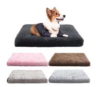 MQXDNFDC Plush Pet Cushion Mattress, Pet Comfort Mat Soft Warm Dog Mat, Washable Bed Cushion for Small Medium Dogs Mat Pad Blanket with Anti-Slip Bottom black,M(Black,Large)