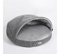 MQXDNFDC Soft 2-in-1 Dog Cat Sleeping Bed, Warm Plush Cat Dog Tent Bed, Semi-enclosed Cat Dog Bed Pet Cushion, Anti-Anxiety Puppy Kitten Calming Bed(Gray,64x10cm)
