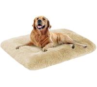 MQXDNFDC Soft Large Dog Bed 50x35x6cm Pet Bed, Premium Warm Plush Dog Cushion, Detachable Washable Anti-Slip Dog Crate Mattress, Calming Dog Bed(Beige,140x110x15cm)