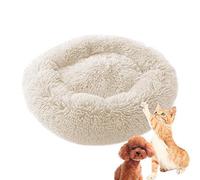 MQXDNFDC Soft Pet Bed for Cats Dogs, Pet Puppy Cuddler Round Cushion Nest, Animal Calming Sleeping Bed Warm Plush Pad Mat with Anti Slip Base-S-White
