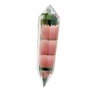 MQXFCZUX 1pcs 60-65MM 24-side clear quartz crystal double-ended in lattice style