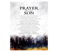 MQXFCZUX American Made Wood Plaque Prayer For My Son Wall Tabletop Easel Hanging Hook Dear God Your Gifts Are Many I Am Grateful Framed,08x12inch(20x30cm)