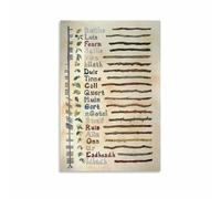 MQXFCZUX Ancient Ogham Alphabet Educational Poster, Celtic Script Canvas Wall Art Print, Druid Study or Medieval Theme Living Room Decor(Framed,08x12inch(20x30cm))