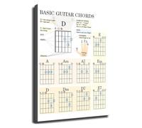 MQXFCZUX Beginner Guitar Chords Chart Music Theory Poster Basic Chord Diagram for Acoustic Guitar Practice Studio Wall-Art Decor(Framed,16x24inch(40x60cm))