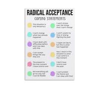 MQXFCZUX Calming DBT Skills Chart - Radical Acceptance, Distress Tolerance Techniques, Mindfulness Poster for Anxiety Relief, Bedroom, Office Unframed,08x12inch(20x30cm)