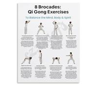MQXFCZUX Complete Qi Gong Exercises Poster Mind Body Balance Guide for Beginners Home Studio Canvas Print Framed,08x12inch(20x30cm)