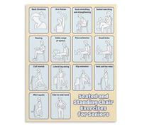 MQXFCZUX Daily Chair Yoga Stretch For Seniors Seated Gentle Exercise Routine Balance Flexibility Wellness Framed,12x18inch(30x45cm)