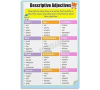 MQXFCZUX Descriptive Words Wall-Art Poster Language Arts Vocabulary Study Guide Canvas for School and Living Room Framed,16x24inch(40x60cm)