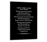 MQXFCZUX “First They Came” by Martin Niemöller - Human Rights Quote Poster, Historical Remembrance Wall Art for Study Unframed,08x12inch(20x30cm)
